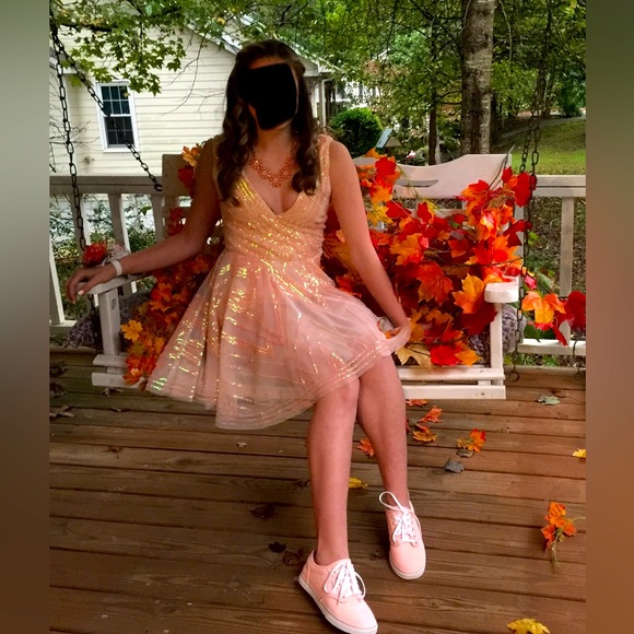 Shimmering Peach Cocktail/Homecoming Dress - Picture 2 of 5